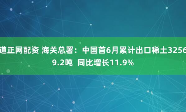 道正网配资 海关总署：中国首6月累计出口稀土32569.2吨  同比增长11.9%