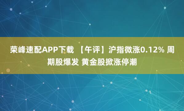 荣峰速配APP下载 【午评】沪指微涨0.12% 周期股爆发 黄金股掀涨停潮